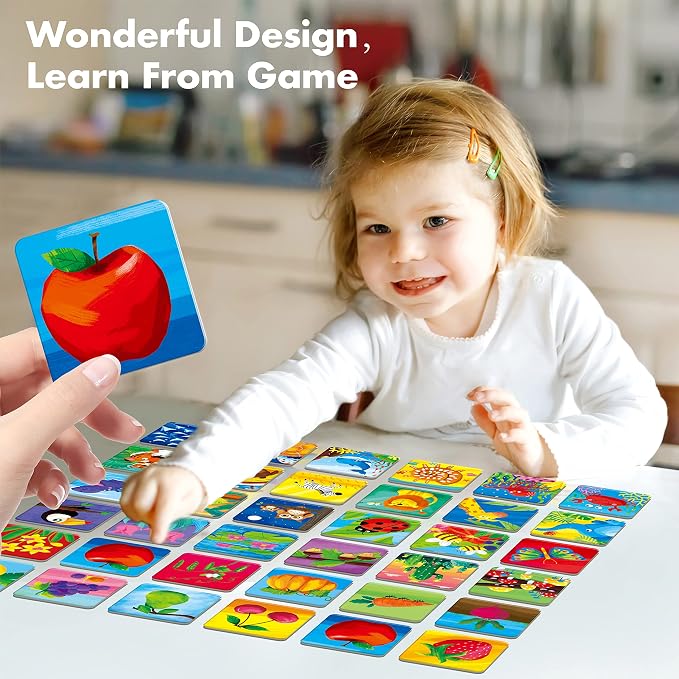 Memory Matching Game, 72 PCS Nature Theme Matching Cards for Toddlers 36 Pairs Memory Cards for Preschool 4 5 6 Years Old