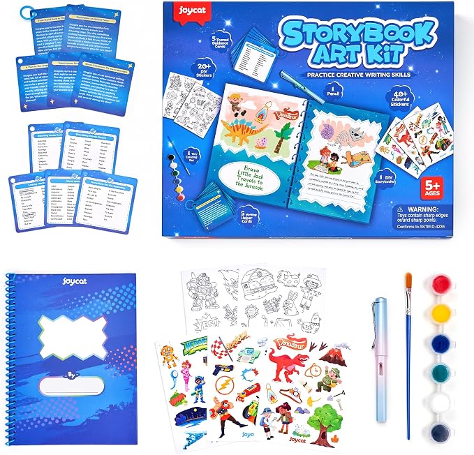 Adventure Storybook Art Starter Kit, Creative Writing for Kids, Write Your Own Book, Art Kit for Kid 6-9, DIY Craft, Scrapbooking & Journal Supplies, Hardcover Comic Book Making Kit, Christmas Gift