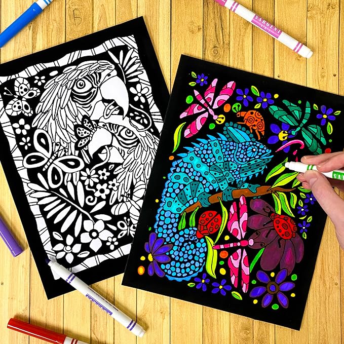 Super Pack of 18 Fuzzy Velvet Coloring Posters (Artistic Edition) - Great for Family Time, Arts & Crafts, Travel, Classrooms, Care Facilities [For All Ages: Girls, Boys, Adults, Toddlers, and More]