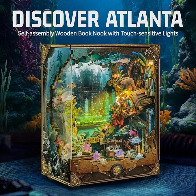 DIY Book Nooks - Deep-Sea Explorer Tiny Hous Submarine Miniature House Kit Building with Music, LED Light Magic and Rotating Scenery - Discover Atlanta