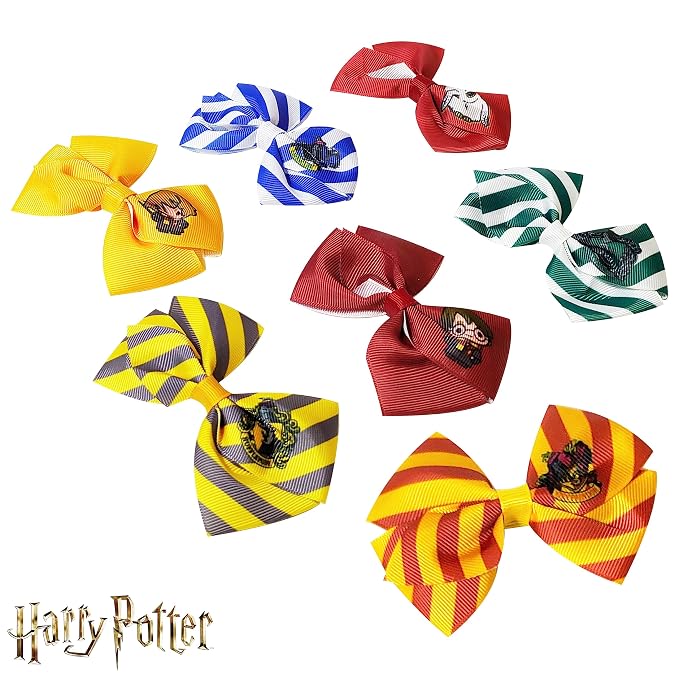 Harry Potter Hair Bows - Hair Accessories Gift Set - 7 Pcs 4 Inch Bundle - Hair Bows for Girls - Different character on each clip - Alligator Clip - Ages 3 +