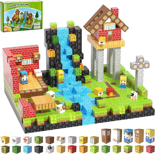 150PCS Magnetic Blocks, Magnetic Building Blocks, 0.63in Magnetic Building, STEM Game Stacking Toys for Kids, Birthday Gifts for Boys and Girls Age 3+ Years Old