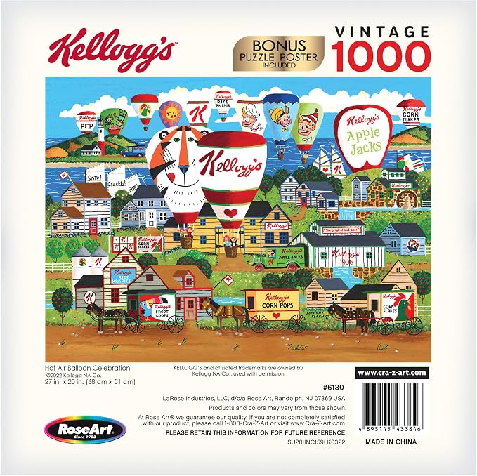 RoseArt - Kellogg's - Hot Air Balloon Celebration - 1000 PC Jigsaw Puzzles for Adults