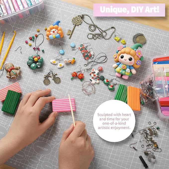 Polymer Clay 72 Colors, Modeling Clay for Kids, Non-Sticky Oven Bake Clay with Sculpting Tools and Accessories, Halloween Christmas Gift for Children and Artists