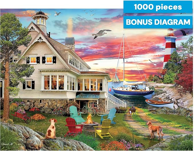 Buffalo Games – 1000 Piece David Maclean My Ocean Hideaway Jigsaw Puzzle Colorful Puzzle for Adults – Precision-Cut Pieces, Beautiful Artwork, and Hours of Relaxing Fun