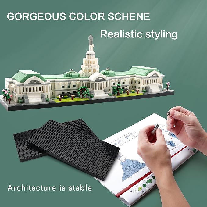 KLMEi United States Capitol Building Set for Adults, Architecture Sets, Famous Landmark Tiny Bricks Collection Kit, Presents for Teens Age of 14+ 3630 PCS