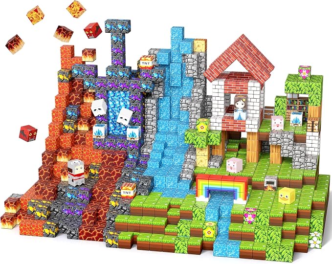 100PCS Magnetic Blocks, Magnetic Building Blocks Cubes Tiles, STEM Educational Stacking Magnets School Game Toys for Kid Ages 3 4 5 6 7 8 9 10 11 Birthday Party Supplies Gifts for Boys and Girls