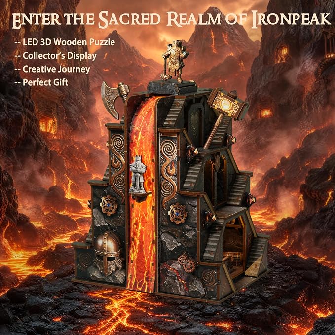 Ironpeak Forgeworks Miniature Kit - DIY Miniature House Kit for Adults, Teens, Dollhouse Booknook Bookshelf Insert Decor with LED Light, 3D Wooden Puzzle Gifts for Family, Friends