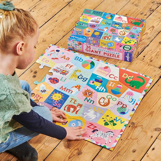 eeBoo 36 Piece Giant Floor Puzzle - Alphabet Children's Puzzle ABC & Animal Themed, Large Pieces for Small Hands to Develop Motor Skills