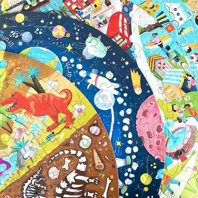 boppi Round 150 Piece Jigsaw for Kids Aged 5-8 | Educational Animals Around the World Puzzle with Continents & Animal Habitats | Eco-Friendly Recycled Cardboard