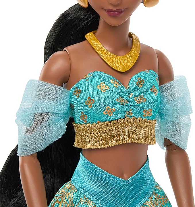 Mattel Disney Princess Jasmine Sparkling Princess Fashion Doll & Accessories with Removable Outfit, Shoes, Necklace & Earrings, Inspired by Movie