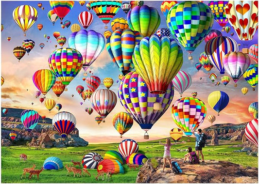 Jigsaw Puzzles for Adults 1000 Pieces, Hot Air Balloon Interlock Perfectly Letter on Back No Dust, Home Decor Birthday Party Toy for Men Women Elders Seniors (27.5"x19.6"), 1:1 Poster