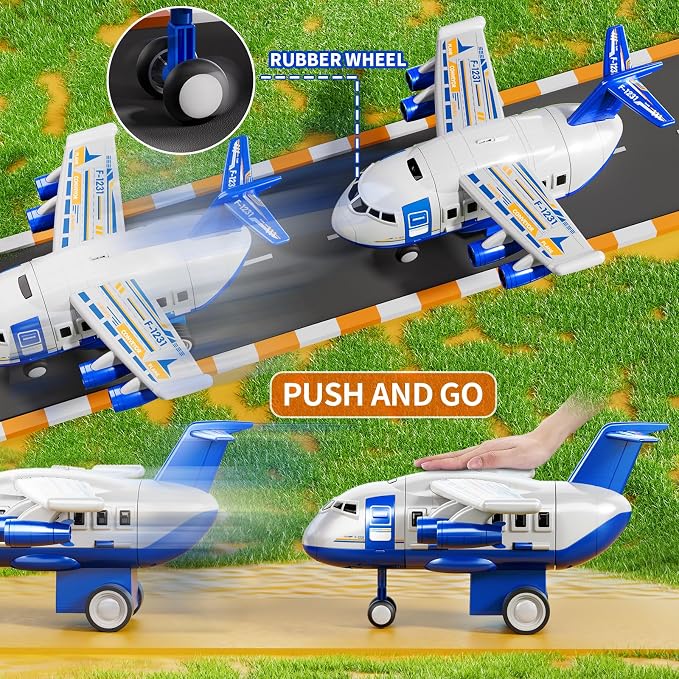 MSKOLER Airplane Toys for Toddlers 2-4 - Boy Toy Car Race Tracks for Kids Ages 3-5 with 8 Small Car Toys, Toddlers Educational Toy, Birthday Gifts for Boys 3-5