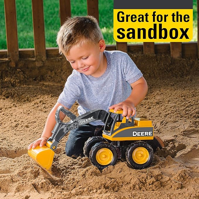 TOMY John Deere Sandbox Big Scoop Excavator Toy with Tilting Dump Bed - John Deere Construction Toys - Toddler Toys for Sandbox - Frustration Free Packaging - 15 Inch