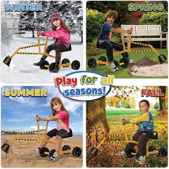 Stargo Kids Excavator Toy Sand Digger on Wheels, Steel Sandbox Digger Toys for Boys, Sand Toys Ride On Excavator, Beach Toys