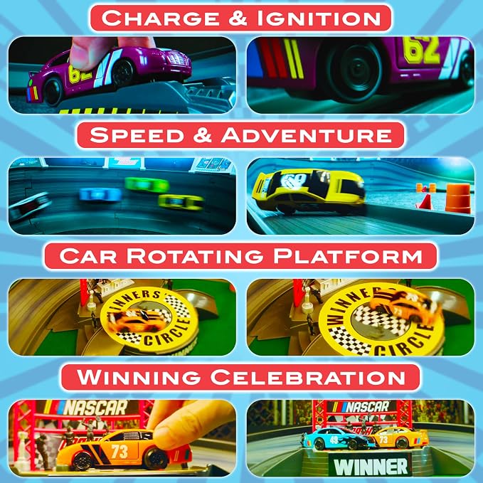 Slot Car Race Track Sets | NASCAR Crash Circuit Short Track | 2 Electric Powered Cars with Flash Chargers | Race Tracks for Kids Ages 4-8 | Car Racing Toy