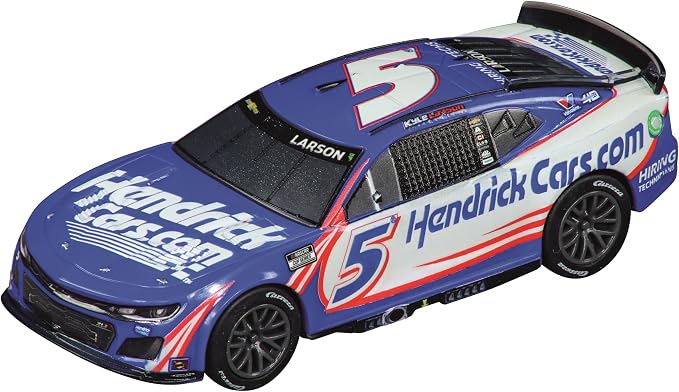 Carrera GO NASCAR Watkins Glen Slot Car Race Track Set – Larson & Byron | Official NASCAR toys racing set. Features 11.8-ft track, lap counter, junction track, Drivers Larson #5 & Byron #24