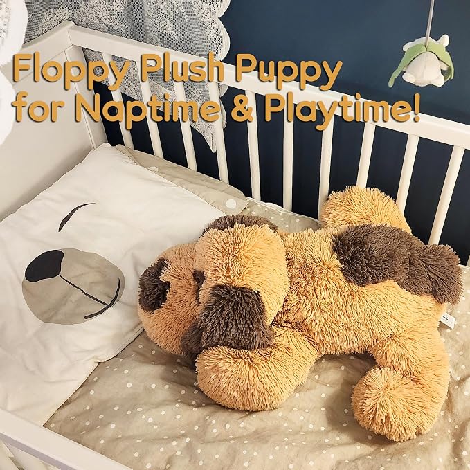 WEIGEDU Floppy Stuffed Dog Puppy Plush Toy, 20 inch, Brown | Huggable Beagle Labrador Retriever Stuffed Animal Dogs, Lying Down, Super Soft, for Kid Girl Boy Baby Christmas Birthday Gift