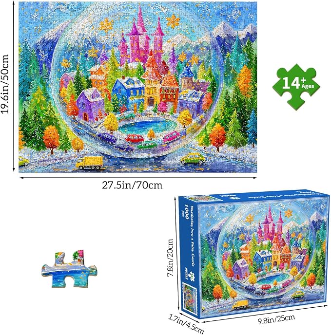 Puzzles for Adults 1000 Pieces, Jigsaw Puzzle for Adults, Fun Challenging Puzzle, Wandering into a Fairy Castle Puzzles Game, Interlock Perfectly No Dust, Gifts for Father's Mother’s Day