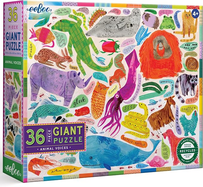 eeBoo 36 Piece Giant Floor Puzzle - Animal Voices Children's Puzzle Animal Sounds Themed, Large Pieces for Small Hands to Develop Motor Skills