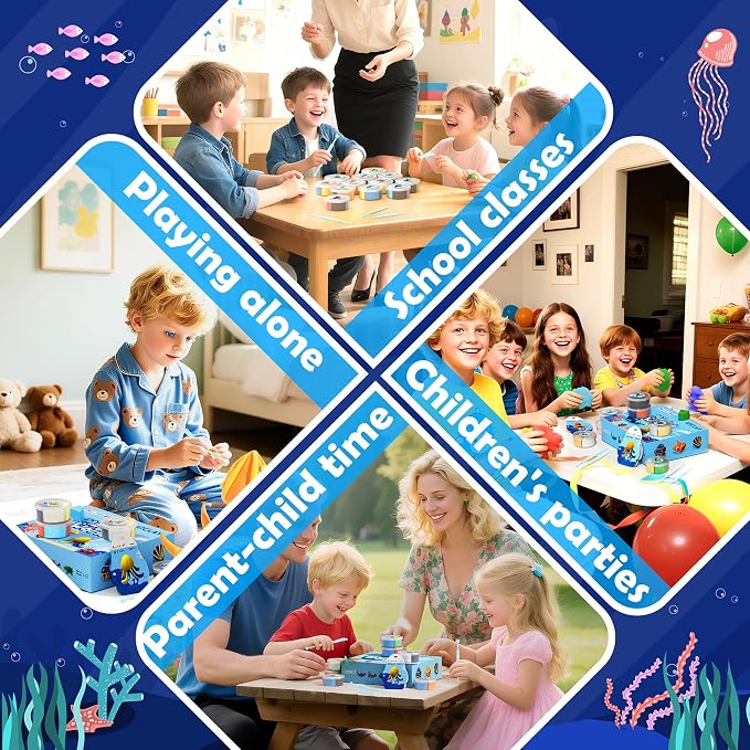 Air Dry Clay Kit - Ocean Theme, Modeling Clay for Kids, DIY Magic Clay with Sculpting Tools and Tutorials, 12 Boxes Molding Clay, Ultra Light, Soft & Non-Sticky, Arts and Crafts Gift for Kids
