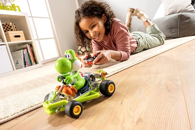Carrera 200988 RC Official Licensed Mario Kart Pipe Kart Yoshi 1:18 Scale 2.4 GHz Remote Radio Control Car with Rechargeable LiFePO4 Battery - Kids Toys Boys/Girls | Official Licensed Mario Kart Toy RC Car for Kids 6+, 1:18 Scale, 2.4GHz, Ready To Run,...