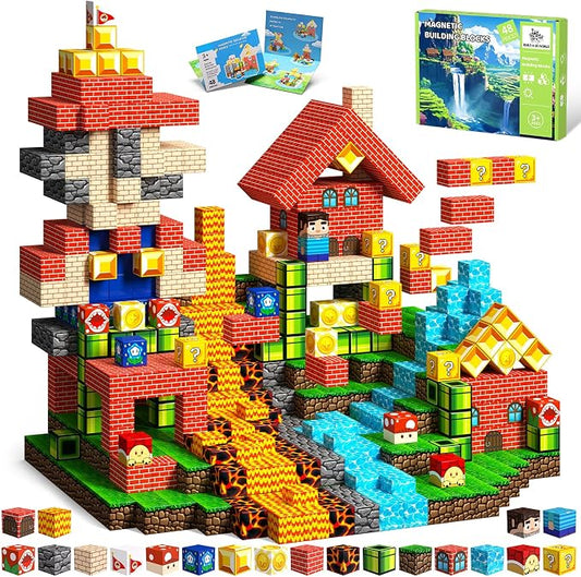 Magnetic Blocks, 48PCS Magnetic Building Blocks, Stacking Magnets for Kids, Sensory Toy for STEM Constructions Magnet Blocks for Boys Girls Age 3+, Christmas Birthday Gifts (Lava Forest)
