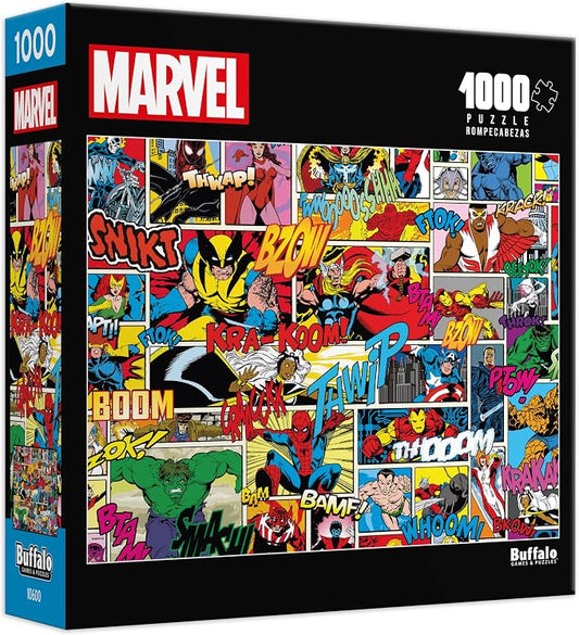 Buffalo Games – Marvel Heroes Comic Collage 1000 Piece Jigsaw Puzzle Colorful Puzzle for Adults – Precision-Cut Pieces, Beautiful Artwork, and Hours of Relaxing Fun