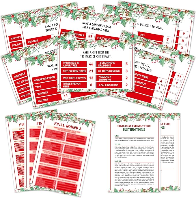 OICPYD Christmas Games for Families, Friendly Feud Game, Holiday Game for Adults Large Group Party, Christmas Party Games - a004
