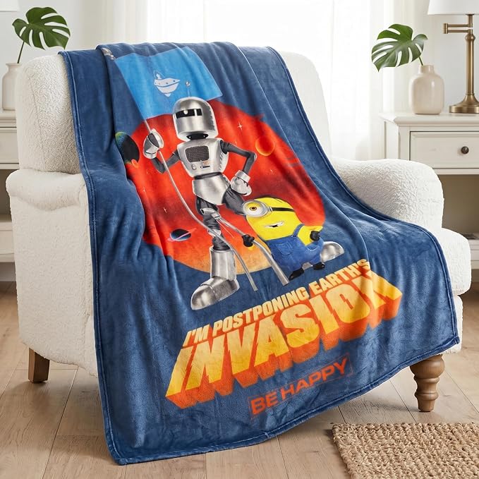 Minions & Monsters Movie Throw Blanket, Soft Cozy Decorative Blanket for Couch or Bed (Officially Licensed Product) By Franco