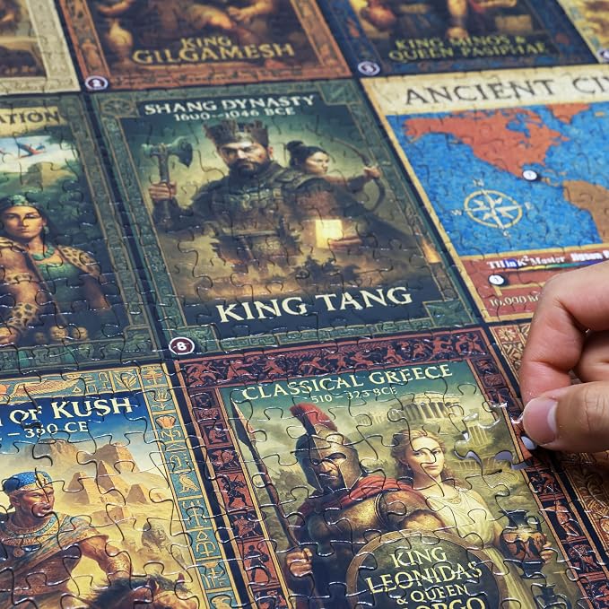 Think2Master Ancient Civilizations World History Jigsaw Puzzle 1000 Pieces Large Format for Kids 13+, Teens, Adults & Families. Great Gift. Historical Timeline & World Map. Size: 26.8” X 18.9”