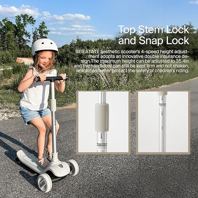 3 Wheel Scooter for Kids Ages 3-18, Up to 220 Lbs, Kids Scooter with Adjustable Lean-To-Steer Switch, Foldable, Lightweight, Wide Anti-Slip Deck, Adjustable Height Handlebar, Light-Up Wheels