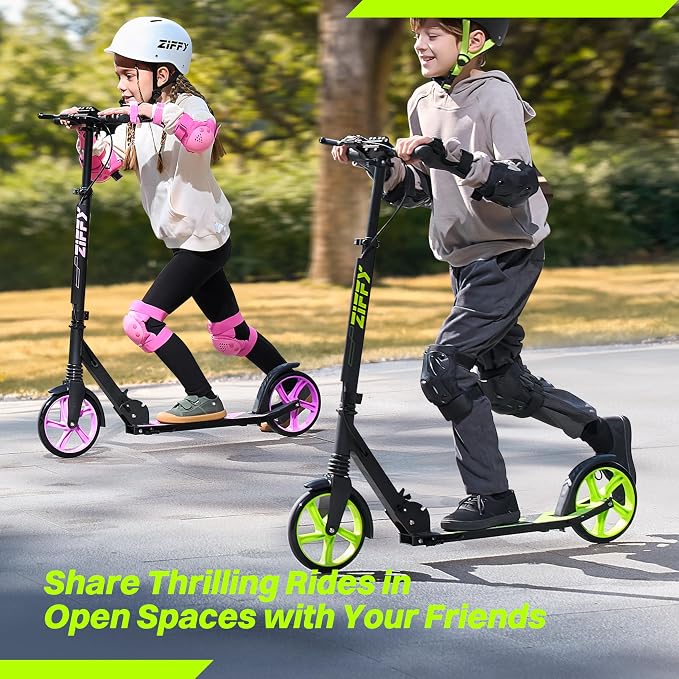 JOVA ZIFFY Scooter for Kids with Hand Brake, Foldable Kick Scooter for Ages 6-12, Lightweight Scooter for Boys with 4 Adjustable Heights, ABEC9 Bearings, Supports Up to 220 lbs