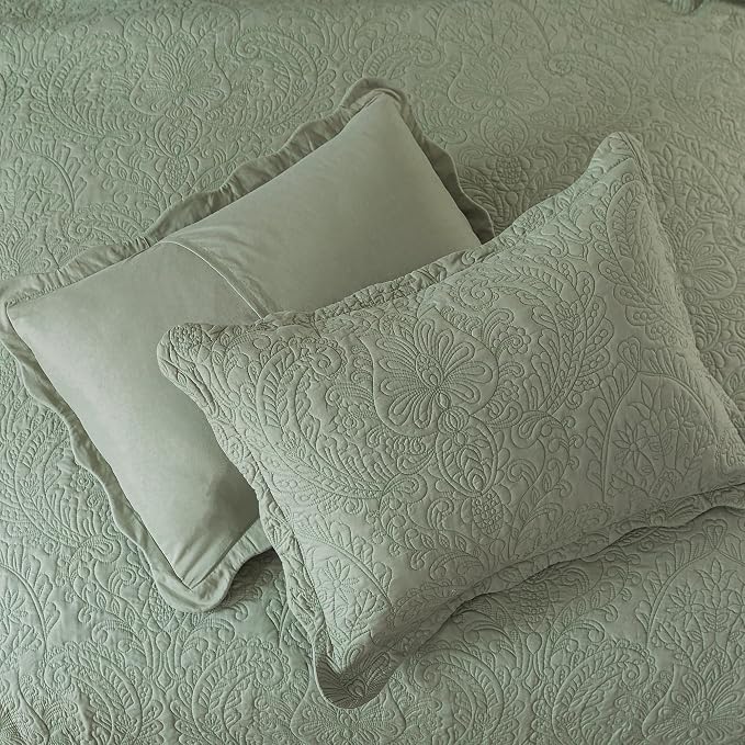 HoneiLife Queen Quilt Bedding Sets - Microfiber Quilt Sets for Queen Bed, 3-Piece Lightweight Bedspreads,Reversible Coverlets Rustic Bedlinen Sets, Embroidered Bedding Sets All Season Quilts