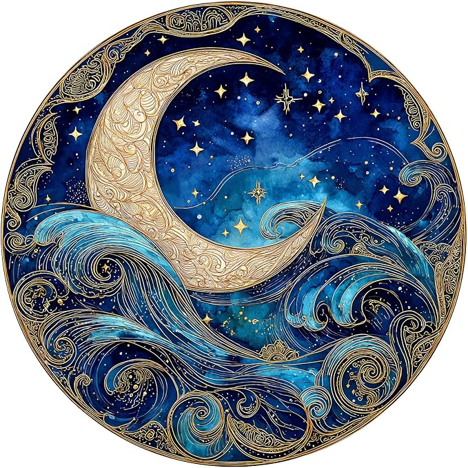1000 Piece Puzzle for Adults - Waves Stars and Moon Jigsaw Puzzles - Impossible Hard Difficult Challenging Jigsaw Puzzle -Brain Teaser Adult Puzzles - Christmas Birthday Gifts for Women/Men