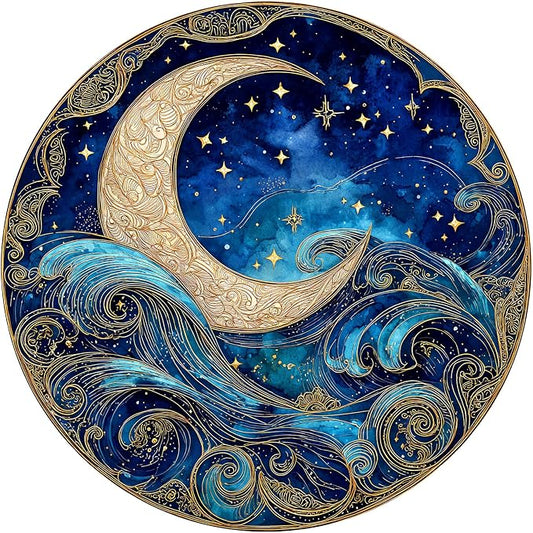 1000 Piece Puzzle for Adults - Waves Stars and Moon Jigsaw Puzzles - Impossible Hard Difficult Challenging Jigsaw Puzzle -Brain Teaser Adult Puzzles - Christmas Birthday Gifts for Women/Men