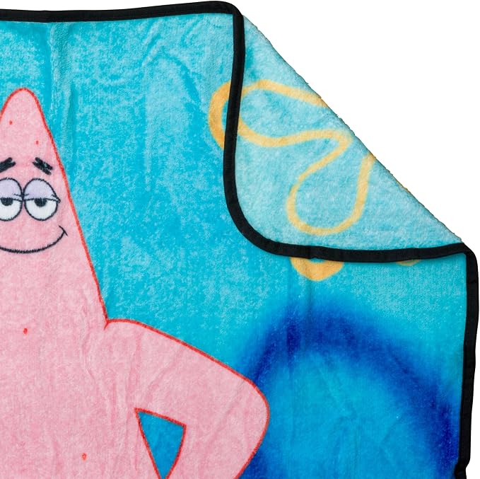 Silver Buffalo Spongebob Squarepants Featuring Patrick in Fishnets and Boots 45" x 60" Fleece Throw, Soft and Cozy Blanket, 185 GSM