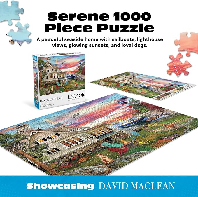 Buffalo Games – 1000 Piece David Maclean My Ocean Hideaway Jigsaw Puzzle Colorful Puzzle for Adults – Precision-Cut Pieces, Beautiful Artwork, and Hours of Relaxing Fun