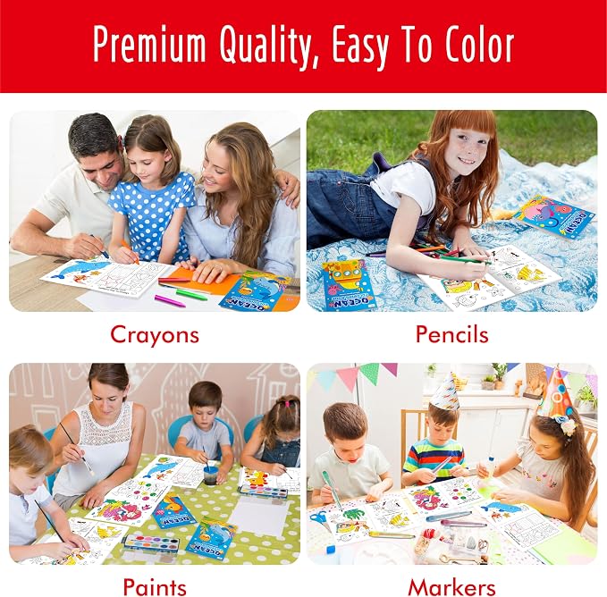 10 Pack Coloring Books for Kids, Ocean Theme Coloring Page with Games, Under the Sea Bulk Mini Coloring Books for Kids, Party Activity, Gifts