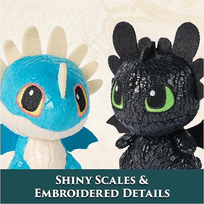DreamWorks Dragons How to Train Your Dragon Mini Plushies, Toothless & Deadly Nadder 2-Pack, 3” Stuffed Animals, Kids Toys for Boys Ages 4 & Up