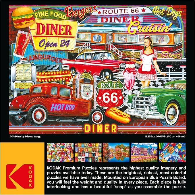 RoseArt - Kodak Premium - 50's Diner - 1000 Piece Jigsaw Puzzle for Adults