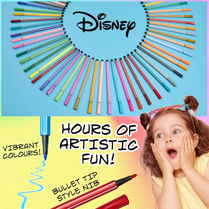 Disney Minnie Mouse Coloring Pens for Kids, 60Pcs Fine Tip Markers Art Supplies - Girls Gifts (Pink)