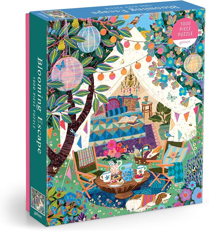Galison Blooming Escape – 1000 Piece Jigsaw Puzzle Featuring Beautiful Artwork of A Luxurious Camp Scene