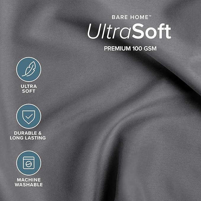 Bare Home Bed-in-A-Bag 5 Piece Comforter & Sheet Set - Twin XL - Goose Down Alternative - Ultra-Soft 1800 Premium Bed Set (Twin XL, Light Grey/Grey)