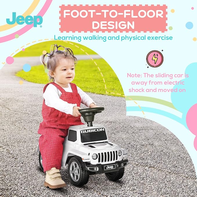 Aosom Kids Ride on Push Car, with Engine Sounds & Under-Seat Storage, Foot-to-Floor Ride on Sliding Car with Horn, Sit and Scoot Ride on Toy, Ages 1.5-3 Years, White