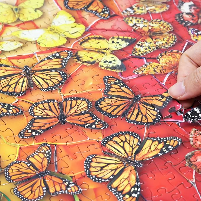 Think2Master Colorful Rainbow of Butterflies & Stained Glass 1000 Pieces Large Format Jigsaw Puzzle for Kids 13+, Teens, Adults & Families. Beautiful Vibrant Illustration Artwork Size: 26.8” X 18.9”