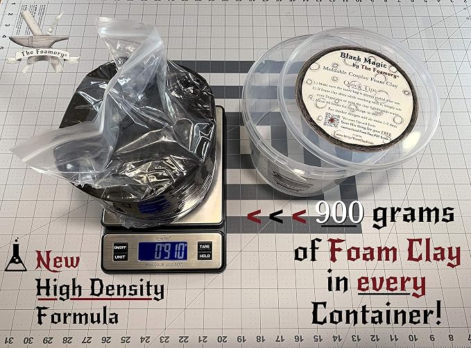 The Foamory Moldable Cosplay Foam Clay (900g Black) High Density Air Dry Clay, EVA Foam Sands Paints Easily, Non-Toxic Safe and Safe for Crafts
