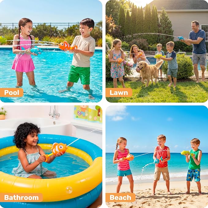 JOYIN 3 Pack Animal Water Guns for Kids, Assorted Colors, 7.5in Long, Easy to Fill and Shoot, Durable Plastic, Water Soakers for Kids Swimming Pool Beach Outdoor Activity Fighting Play Toys