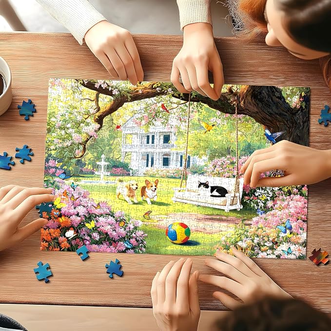 500 Piece Jigsaw Puzzle for Adults – Garden Animal Jigsaw Puzzles 500 Pieces, Cats Dog Flowers Puzzles for Adults 500 Pieces, Challenging Perdfect for Game Nights, 20.5 X 15 in