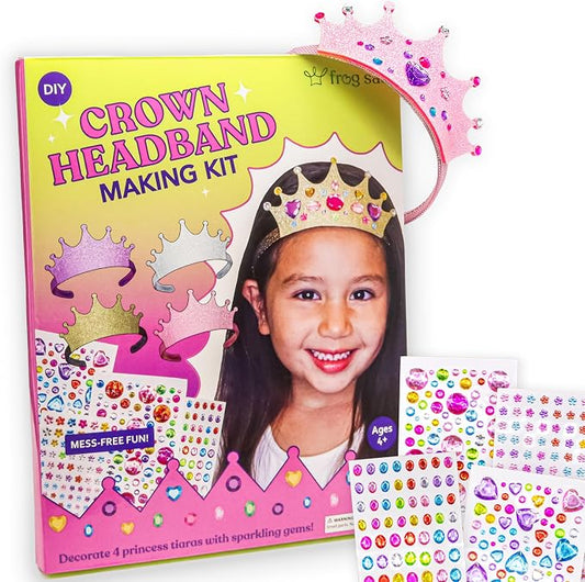 FROG SAC Headband Making Kit - Arts and Crafts Gift for Kids 4-6, Little Girls Birthday Fashion Gifts, DIY Craft Toys for 5 Year Old Girl, Toddler Hair Accessories Crown Headbands (Tiara)